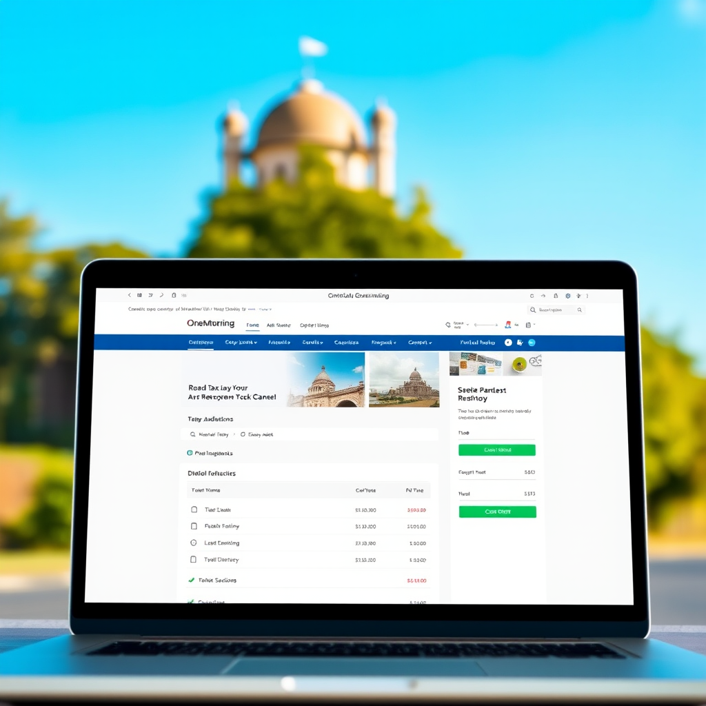 Screenshot of OneMotoring portal integration showing seamless road tax renewal process with official government interface